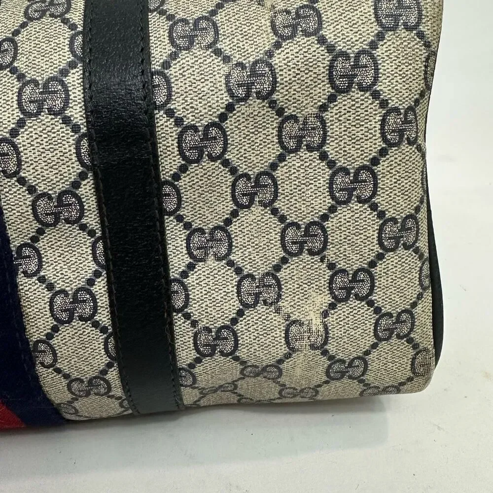 Vintage Gucci Sherry Line Navy Blue Boston Bag - Picture 10 of 16